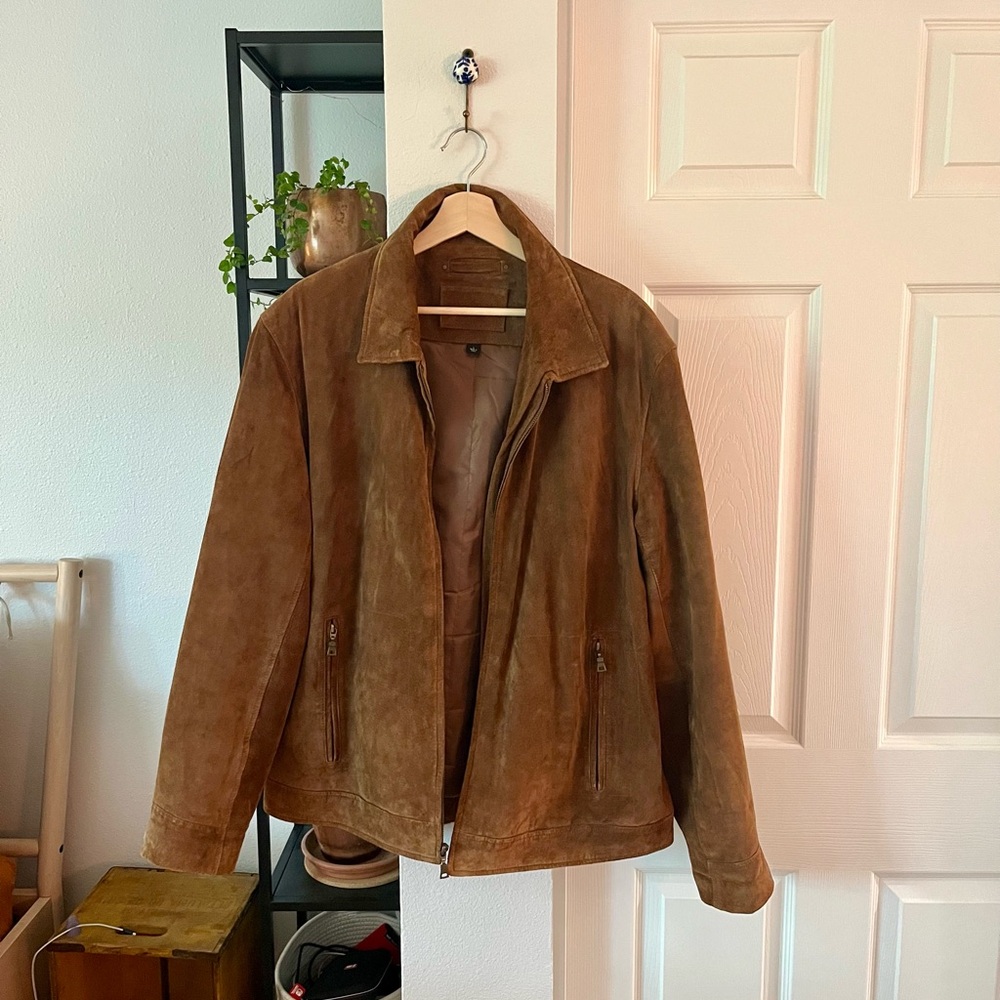 Sonoma Men's Tan Suede Bomber Jacket